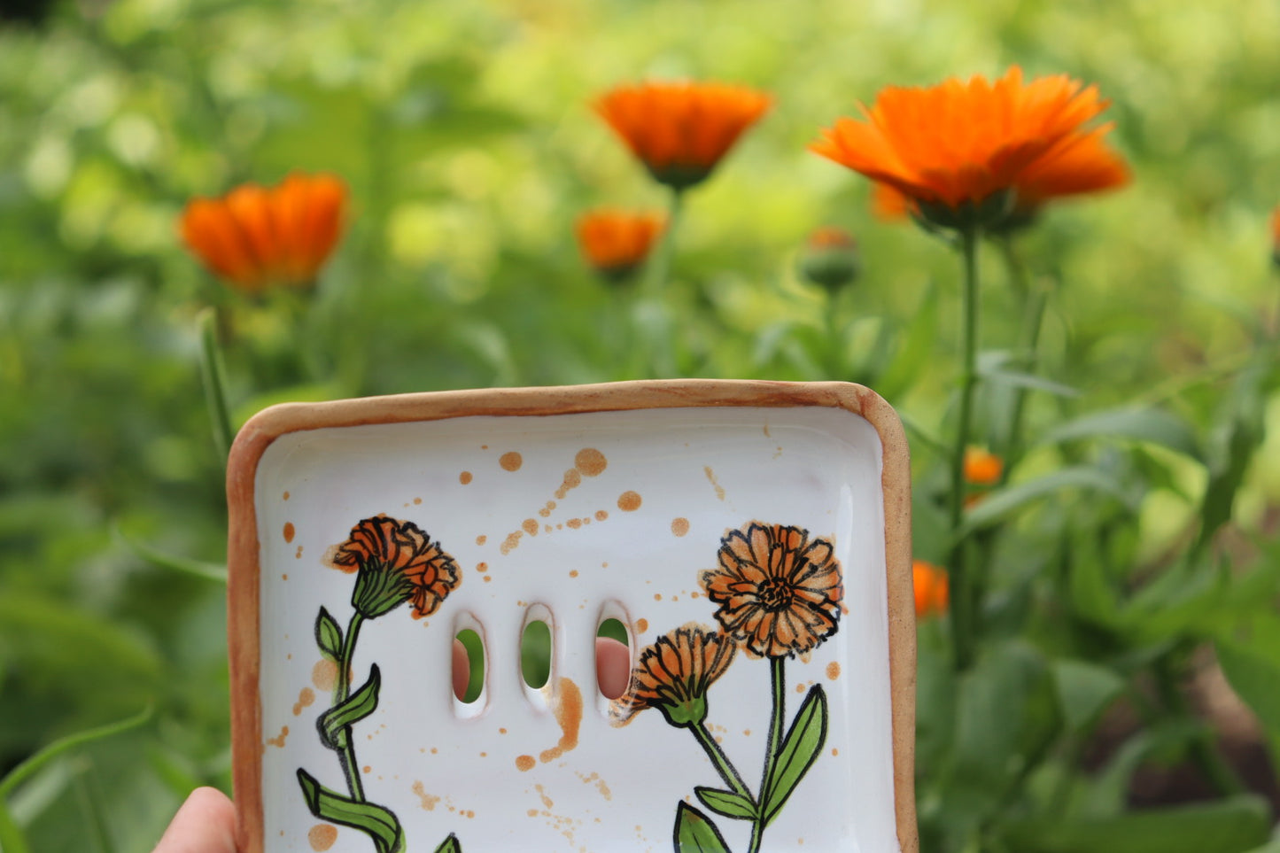 Pot Marigold Ceramic Soap Dish