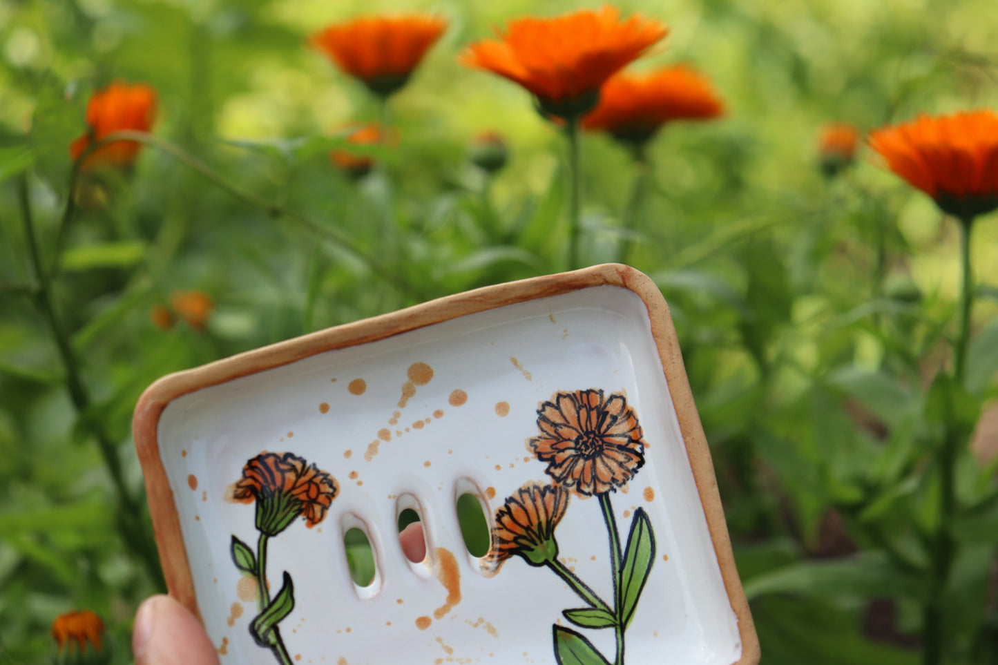 Pot Marigold Ceramic Soap Dish