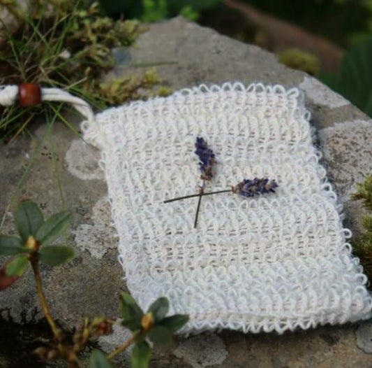 Sisal soap bag / pot marigold. Handmade